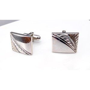 Vintage Speidel Cuff Links, Silver Tone Classic Square Mid Century Cufflinks